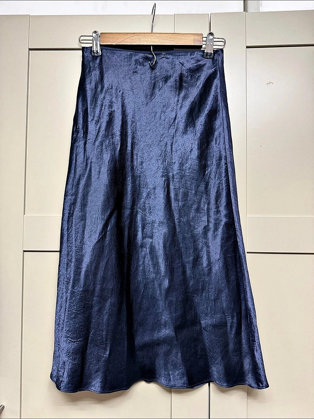 Babaton Slip Satin Midi Skirt Blue Size 2
